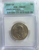 2007D James Madison Dollar ICG MS65