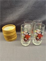 Lot of glasses and coasters