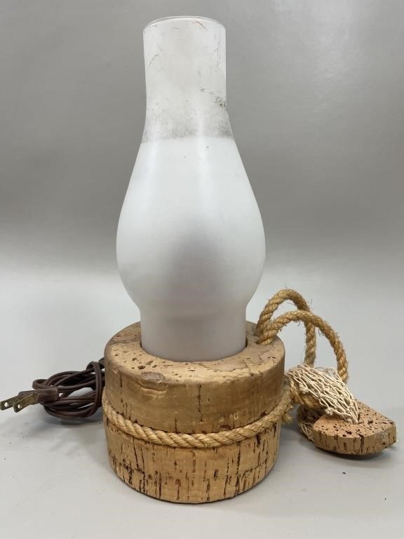 Large Nautical Cork Floater Table Lamp VTG