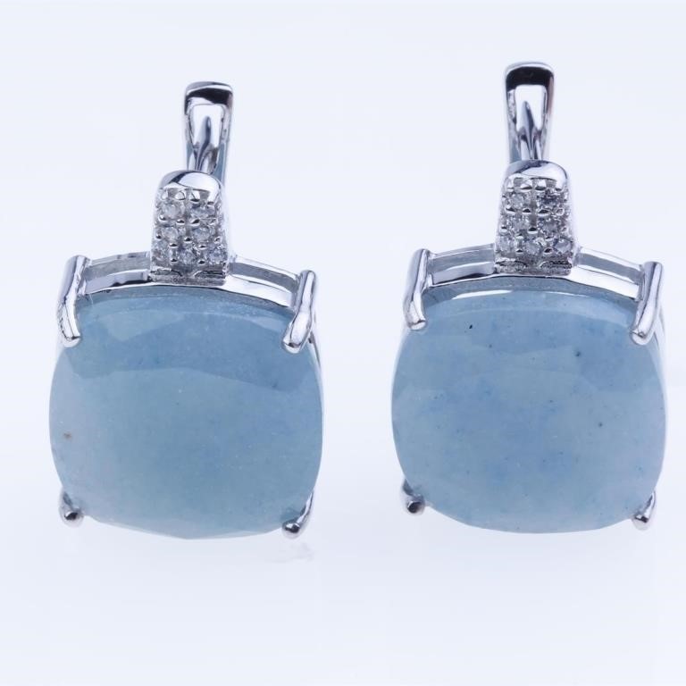 14mm Cushion Praiba Quartz & Zircon Earrings