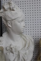 White Plaster Bust of Young Maiden