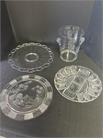 Clear glassware, cake plate, egg plate, serving