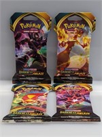 (4) Pokemon Darkness Ablaze Hanger Pack