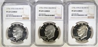 3 - 1976-S SILVER IKE DOLLARS NGC PF 69 CAMEO