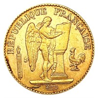 1896 France .1867oz Gold 20 Francs NEARLY