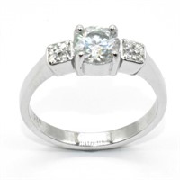 Silver Moissanite (Round 7 Mm)(1.4ct) Ring
