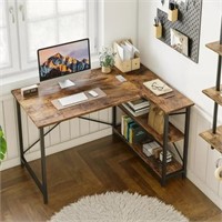 Bestier Small L Shaped Desk with Shelves 47 Inch