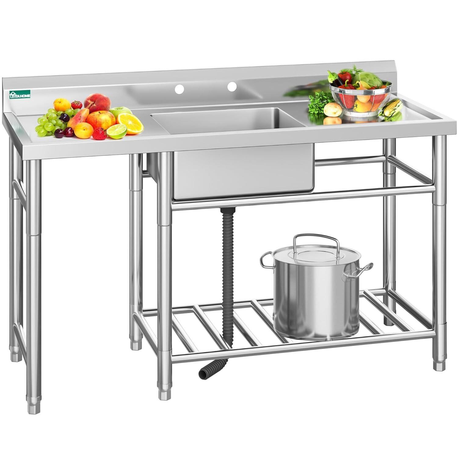 YITAHOME Stainless Steel Sink  60x24x37