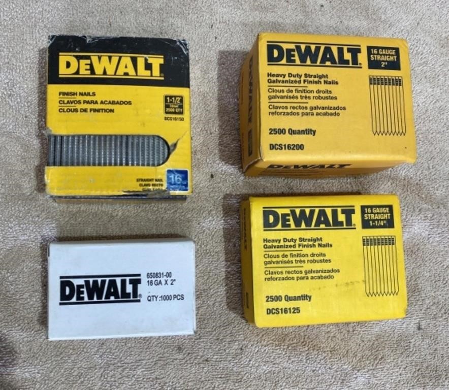 (4) Boxes of NEW Dewalt Pneumatic Finishing Nails