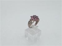 Sterling Star Flower garnet Stone Color Ring