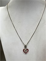 STERLING SILVER NECKLACE W/ HEART PENDANT