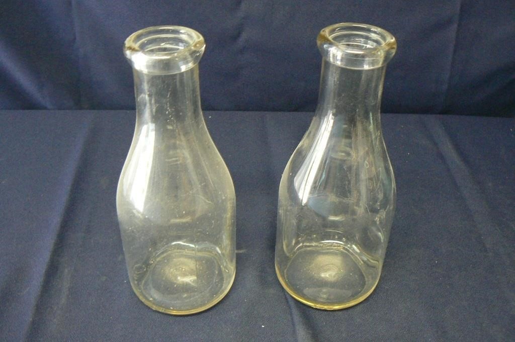 TWO ANTIQUE QUART SIZE MILK BOTTLES