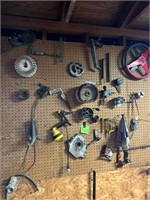 Saw, pulleys, light, chuck, etc