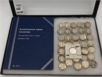Collection of 38 Silver Washington Head Quarters