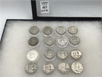 Lot of 16 Ben Franklin Half Dollars