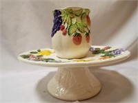 Ceramic Pedestal Serving Platter & Fantasia Fruit