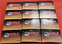 W - 12 BOXES WOLF .223 REM AMMUNITION (W109)