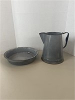 Granite coffee pot (missing lid), pan