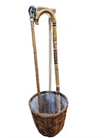 Walking Canes with Woven Basket