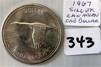 1967 Silver Canadian One Dollar Coin