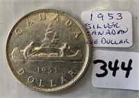 1953 Silver Canadian One  Dollar Coin