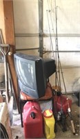 Sharp Tv, Gas Containers And Fishing Poles