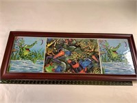 Framed 3 frog puzzles art