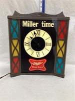 Miller Beer Adv. Clock/Light, Working, Face