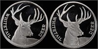(2) 1 OZ .999 SILVER WHITETAIL DEER ROUNDS
