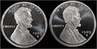 (2) 1 OZ .999 SILVER WHEAT CENT ROUNDS