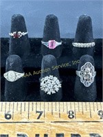 (6) Sterling rings sizes 5.5, 8.5, 10, 6, 4.75,