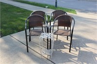set of 4 outdoor chairs and side table