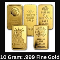 10 Gram: .999 Fine Gold Bar