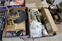 2 BOXES OF U BOLTS, SPROCKETS, DECALS ETC