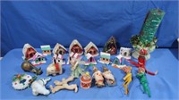 Vintage Christmas Lot-Putz Japan Houses,ornaments,