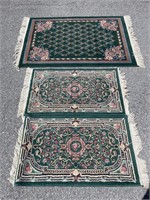 2 SMALL ENTRY DOOR RUGS & 1 MEDIUM RUG