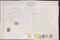 Canada Stamps Used and Mint hinged on old pages,