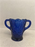 Cobalt blue double handled vase