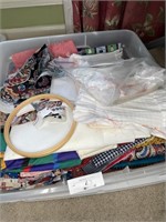 Tub full of quilting fabric