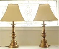 Vintage Set of Brushed Brass Heavy Table Lamps