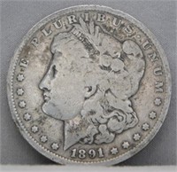 1891-O Morgan Silver Dollar.