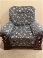 Vintage Upholstery Sofa Chair w/ Wood Detail
