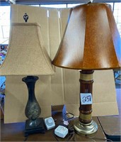 2 Table Lamps (1 w Leather Shade)