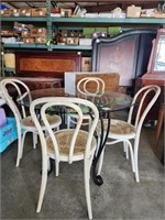Glasstop Table W/ Metal Frame & 4 Chairs