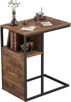 End Table/Metal Frame Nightstand Deep Brown