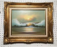 Ocean Oil on Canvas by Gianelli in Ornate Frame