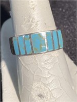 Sterling silver and turquoise ring size 9