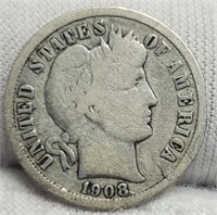 1908-O Barber Dime VG