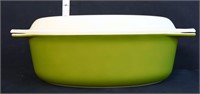 Vntg Pyrex 045 verde baking dish w/ lid