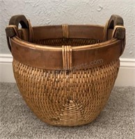 Hand Woven Basket With Handles Well Made 12x12"